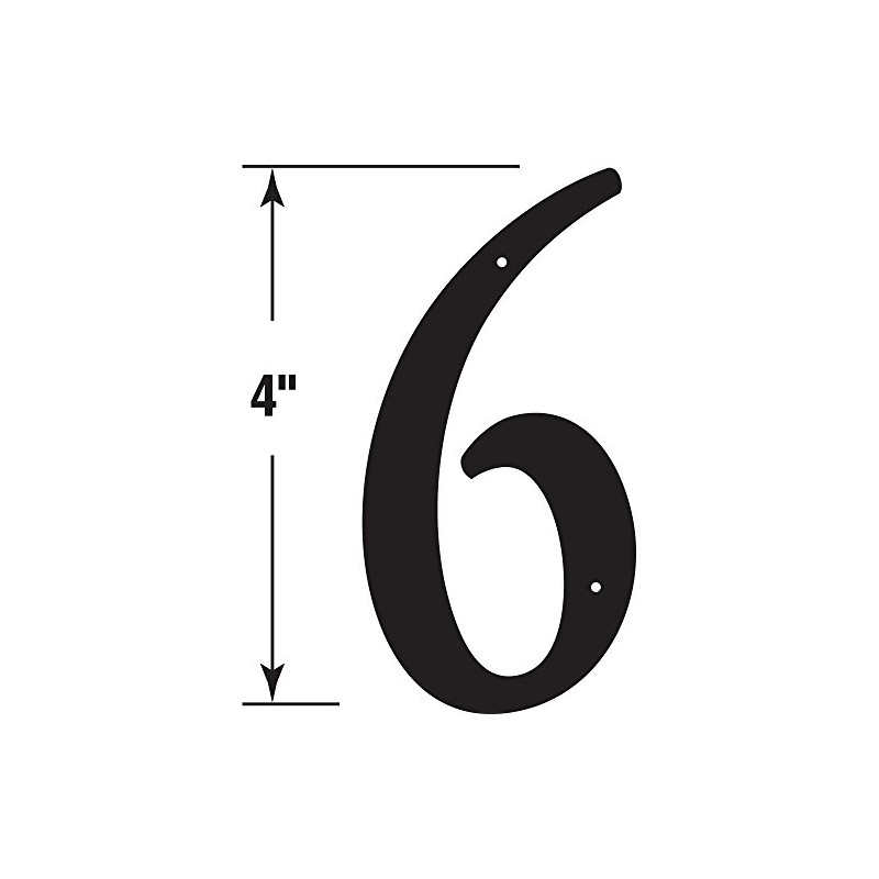 Prime-Line MP4116 4 In. House Number 6, Diecast, Black Finish