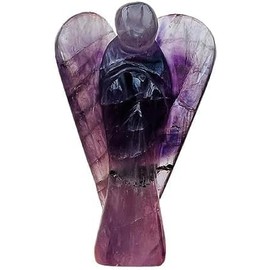 Crystal Angel Figurine - Gemstone Guardian Ornament for Spiritual & Positive Energy - Reiki Stone for Men & Women – Natural Healing Power Pocket Guardian Angels - 3 inch (Amethyst)