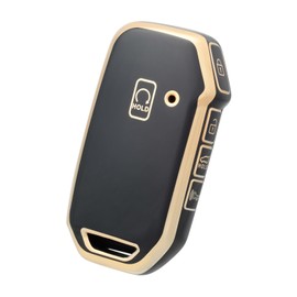 OFF WE GO for Kia Key Fob Cover, TPU Protector Key Fob Case Shell for Kia Ceed Cerato Forte NIRO Seltos Sorento Soul Sportage Telluride Smart Keyless Remote Key (Gold Black)