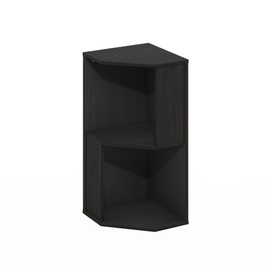 Furinno Econ 2-Tier Freestanding Corner Shelf Bookcase, Bookshelf, Espresso