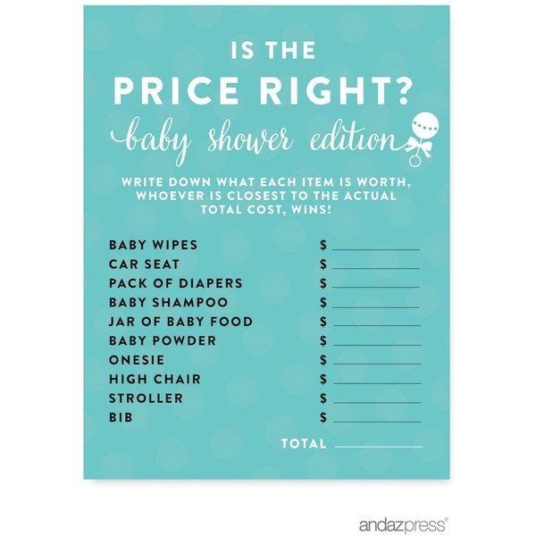 Andaz Press Baby & Co. Baby Shower Collection, is The Price Right? Game Cards, 20-Pack