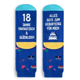 NxnChc 18 Years Birthday Gifts Socks Girls and Boys Child Fashionable Gift Box Novelty Crew Girl Boy Ideal Funny for Friends and Family Pink Black Blue Orange, blue
