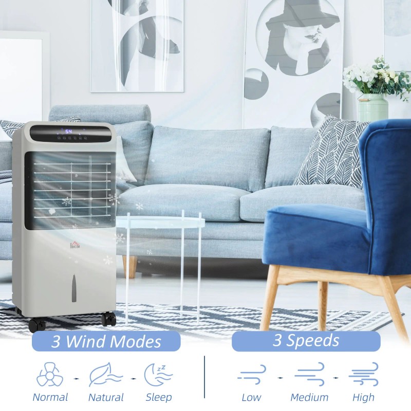 3 in 1 Energy-Saving Gray Air Cooler Mobile Evaporative Fan