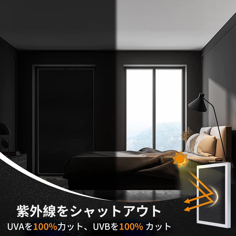 遮光シート 窓 遮光フィルム 黒1.45x2M 断熱安全 UVカット 紫外線カ 防水 日除け生地 ッティング