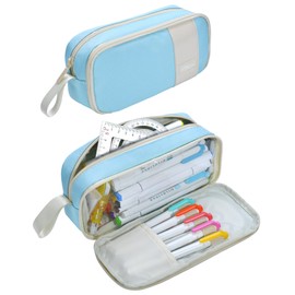 YOKUMA Federmäppchen mäppchen federtasche federmappe Pencil case etui Schule für mädchen Jungen Teenager Erwachsene federpenal Aesthetic durchsichtig groß Kapazität (Himmelblau-Clear)