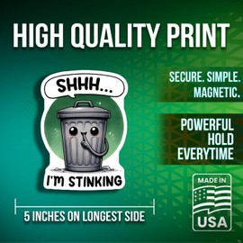 Funny Trash Can Magnets - Cartoon Trash Bin - Cute Funny Kitchen - 2 Pack - Made in USA - PLDFMAG4344