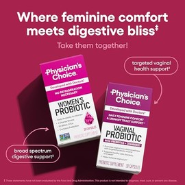 Physician's CHOICE Prebióticos y probióticos para mujeres - ProCran respaldado por la ciencia - Prebióticos orgánicos, 50 mil millones de UFC, D-Manosa y Arándano para la salud digestiva, inmune, femenina, sin soja y lácteos, 60 cápsulas veganas