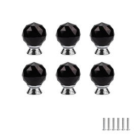 SYDARSYN 6 Pieces 30mm Colorful Crystal Door Knobs Round Drawer Knob Crystal Glass Cabinet Knobs for Wardrobe Cupboard Door Pull Handles with Silver Base Single Hole