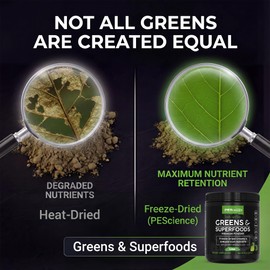 PEScience Greens Powder Superfood with Natural Chlorophyll, Reishi & Turkey Tail Mushroom Powders, Freeze-Dried Kale, Spinach, Broccoli Sprouts, Lime Flavor, 30 Servings