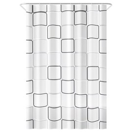 Loti Living Anti-Mould Shower Curtain - 120 x 200 cm - Cube Polyester - Includes Rings - Shower Curtains - Shower Curtain Anti Mould - Shower Curtain Bath - Shower Curtain Cube