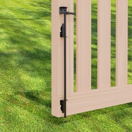 24 Inch Cane Bolt Gate Drop Rod, Heavy Duty Gate Latch, Cane Bolts for Wood Vinyl Metal Fences Gates-(Black Finish,1 Pack)