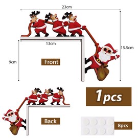 GEBETTER Christmas Door Frame Santa Claus Elk Wooden Christmas Door Decor Double-sided Christmas Door Ornaments Wooden Craft Decor for Christmas Door Decorations Frame Home Decors