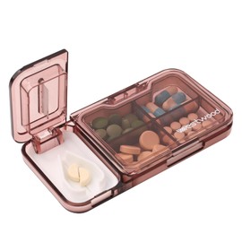 Tablet Divider, Tablet Divider for All Tablets, Portable Tablet Cutter with Storage Compartment and Sharp Blades, Comfortable to Carry (Red)