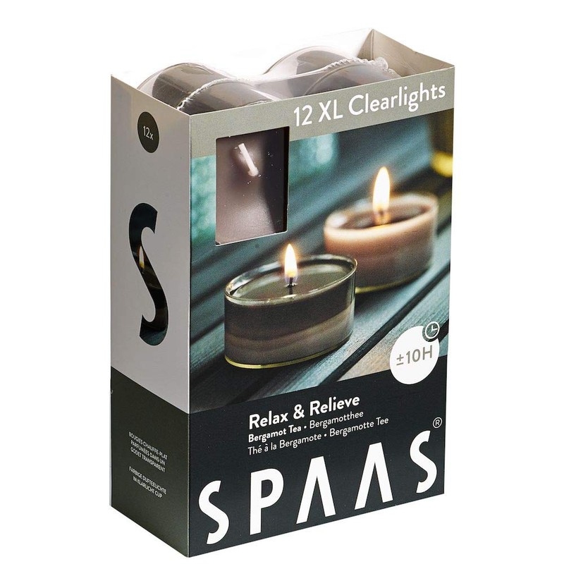 Spaas 12 Maxi Scented Tealights in Transparent Clear Cup, ±