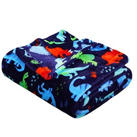 FAITH, HOPE, LOVE HOME DÉCOR Tropical Summer Novelty Velvet Fleece Throw Blanket (50" x 60") - Dinosaurs