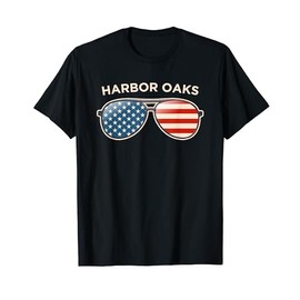 Harbor Oaks, FL Vintage US Flag Sunglasses T-Shirt