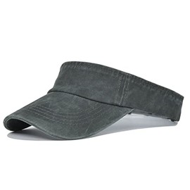 KGM Stone wash Visor Sun Cap - Men`s Women`s Fashion Tennis Golf Sports Outdoor (Charcoal)