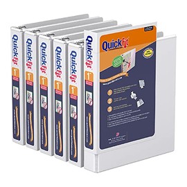 QuickFit Heavy-Duty Junior View 3-Ring Binder, Round Ring, 8 1/2 Inches by 5 1/2 Inches, White, Round Ring, Pack of 6,85110-06