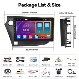 SIXTOP [2+64G] Android Car Stereo for Honda Insight 2009-2014 with Carplay Android Auto Mirror Link Change Theme 9 inch Touchscreen FM RDS EQ Bluetooth WiFi GPS+Camera & MIC