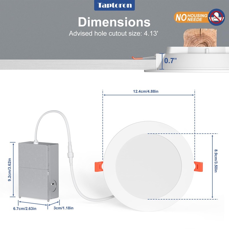 Recessed Lighting 4 Inch RGBCW Color Changing Canless LED Recessed