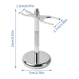 Nivofu Metal Dual Shaving Brush Holder Anti Rust Durable Razor Stand Professional Shaving Holder Portable Men's Shaving Holder Travel Base Brush Stand for Father Husband Boyfriend Silver