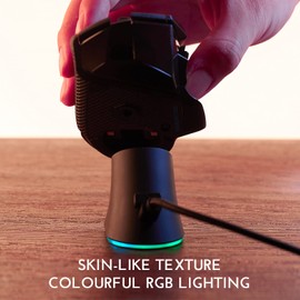Hokeyio RGB Magnetic Charging Dock for Logitech G Series (G502/G Pro Superlight/G903) — Ergonomic Dock with Dual Port Hub | Customizable RGB & Anti-Slip Base (Includ Magnetic Adapter & Braided Cable)