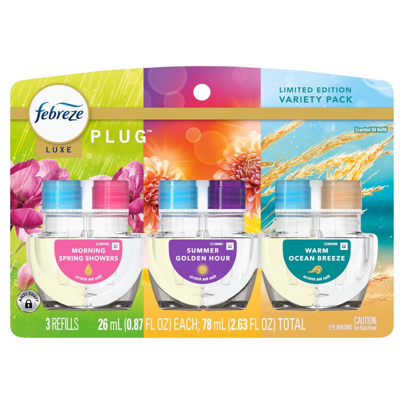 Febreze Plug In Air Freshener, Odor-Fighting Scented Oil Refill, Premium