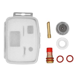 6 Pcs TIG Torch Glass Cup Collet Kit 2.4MM Glass Cup Collet Body Rubber Gasket Ceramic Ring Kit for 17 18 26 Torches