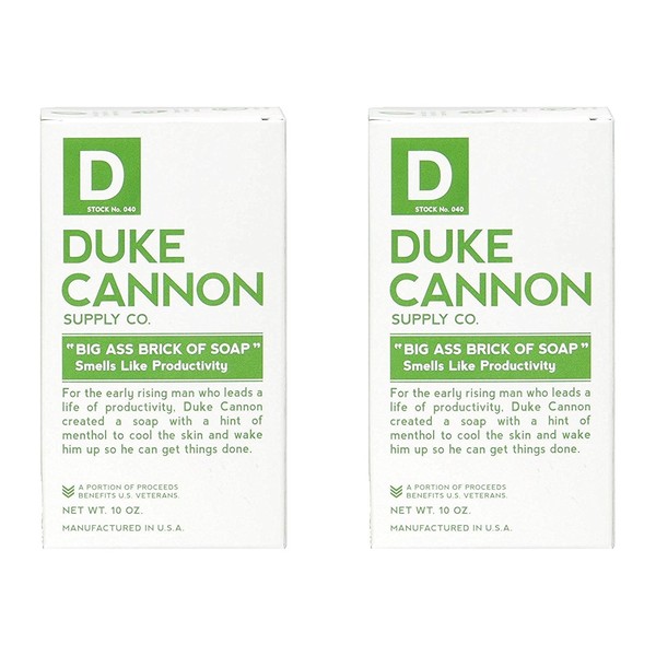 Duke Cannon Supply Co. - Big Ass Brick of Soap, Smells Like Productivity (2 Pack of 10 oz) Superior Grade Masculine Scent Bar Soap Designed for Hardworking Men - Fresh, Energizing Mint