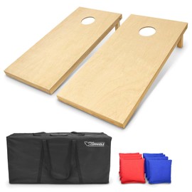 GoSports Solid Wood Premium Cornhole Set - Choose Between 4 Feet x 2 Feet or 3 Feet x 2 Feet Game Boards, Includes Set of 8 Corn Hole Toss Bags