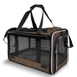 GAPZER Pet Carrier for Large Cat Soft-Sided Animal Traveling Bag for Medium Cat up to 20lbs / Washable Small Dog Puppy 10 lbs Crate Case with Privacy Curtains for Home Outdoor Travel Mocha Brown