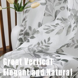 Ravorrato Living Room Curtains 95 Inches Length Semi Sheer Curtains Floral Printed Light Filtering Grommets Top Drapes Window Treatments for Living Room Bedroom 2 Panels