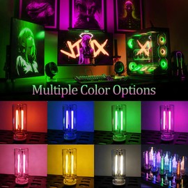USB LED Night Light 4 Pack, RGB Glass Ambient Lights with Touch Control & Dimmable Brightness, Mini Plug in USB Lamp for Car, Laptop, Bedroom, Decorative Gift for Men (Red Blue Purple Green)