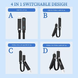 Snblzhef Multi Connectors Magnetic Fast Charging Cable with Screen Keychain PD Cord for Andriod Type-C 60W QC 18W White