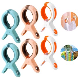 Pack of 6 Towel Clips for Beach Loungers, Beach Towel Clips, Large Towel Clips, Jumbo Size, Strong Towel Clips, Windproof Beach Towel Clips for Daily Laundry