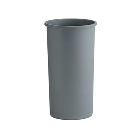 22 Gallon Round Gray Commercial Trash Can with Funnel Lid - Touch-Free Polyethylene Wastebasket for Office, School, Facility, and Commercial Use - Dent & Crack Resistant