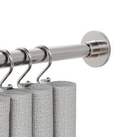 Zenna Home Tension Shower Curtain Rod, No Drilling, Adjustable 26 to 76 Inches, Easy to Install Stainless Steel Shower Rod, Rustproof, Brushed Nickel