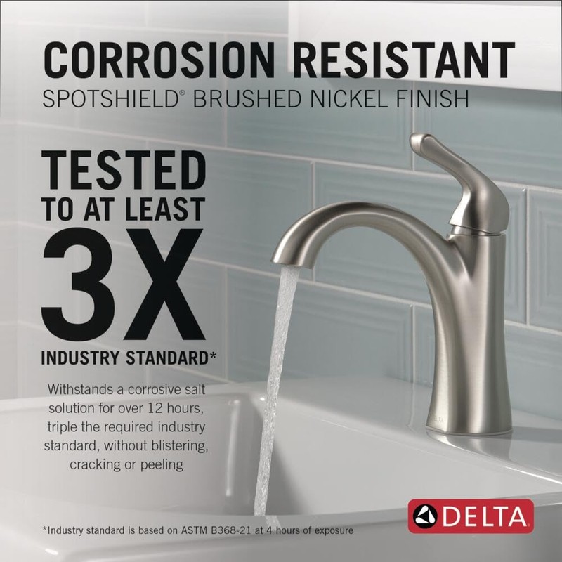 Delta Arvo Brushed Nickel Bathroom Faucet 1 Hole, Single Hole