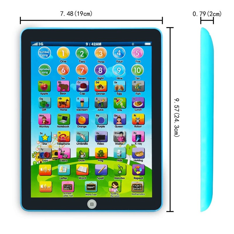 GAGINAN Bambini Learning Pad/Tablet Interactive Toddler Toys with Words Numeri