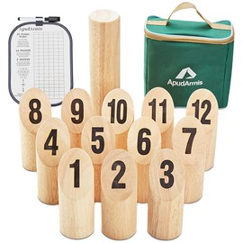 ApudArmis Wooden Tossing Game Set, Numbered Block Toss Games Set with Scoreboard & Carrying Case - Outdoor Lawn Backyard Beach Game for Adults Family