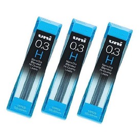 Strength & Deep & Smooth -Uni-ball EXtra Fine Diamond Infused Pencil Leads, 0.3 Mm-H-nano Dia 15 Leads X 3 Pack/total 45 Leads/(with Our Shop Original Description of Goods)
