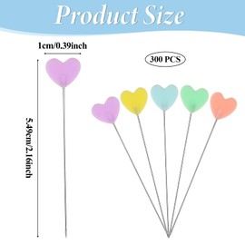 300 Pcs Flat Head Straight Pins Heart Shape Sewing Pins Craft Positioning Pins Multicolor Fixed Sewing Marker Needle Quilting Pins for DIY Dressmaker Craft Sewing Project Jewelry Decoration