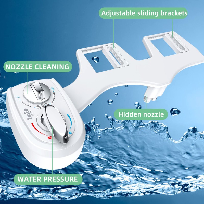 imio BD186 Non-Electric Bidet Attachment Adjustable Water Pressure and Self