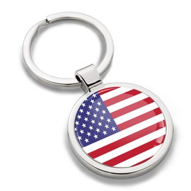 Biomar Labs® KK 189 Metal Keyring with Gift Box Car Key Ring Stainless Steel USA America American Flag, silver