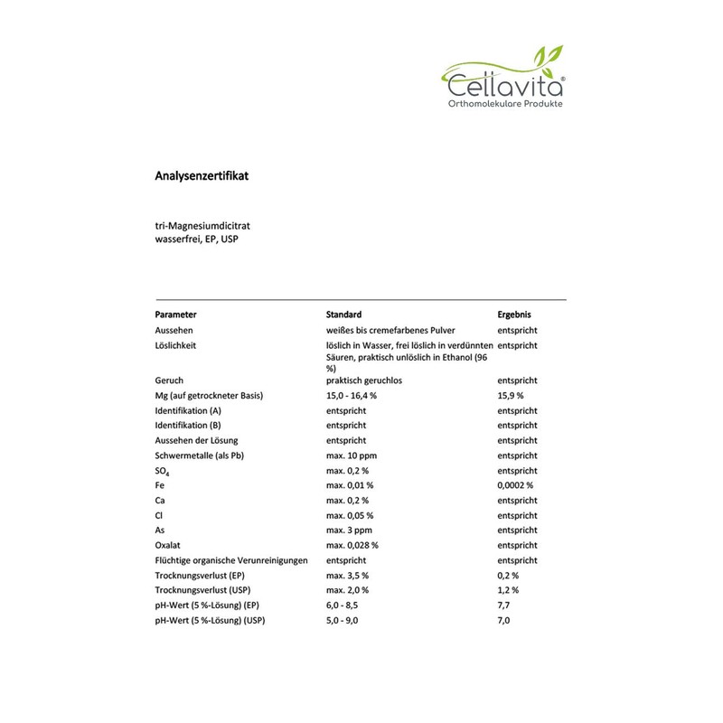 Cellavita Magnesium Vita 'mild' gute Bioverfügbarkeit vegane Kapselhülle | (180