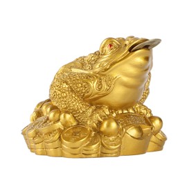 Chinese Feng Shui Money Frog Statue, Wealth Lucky Golden Coin Toad Figurine for Prosperity Indoor Home Decor Fortune Car Ornament