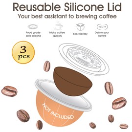 VIVI SKY Reusable Coffee Capsule Lids Work with Nespresso Pods Vertuoline,Food Grade Silicon Caps Used for Every Sizes of Reusable Nespresso Refillable Capsule(Silicon Vertuoline Lids- 3PCS)
