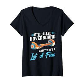 Womens Hoverboard Lover Fun One Wheel Hoverboard Electric Scooter V-Neck T-Shirt