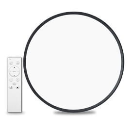1pack 24 Inch Remote Control Dimmable Large LED Flush Mount Ceiling Light, 50w Led Ceiling Light, 2700K-6000K Selectable 4980lm Ceiling Lights, Super Slim Led Light Fixture for Bedroom Kitchen(Black)