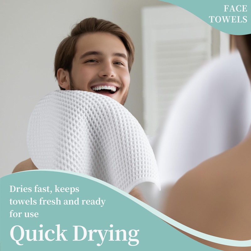 Microfiber Waffle Face Towels, 2 Pieces, Soft, Absorbent, Fast Drying,